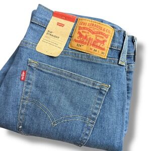 Levi Strauss Co 514 Mens Blue Stretch Straight Leg Denim Jeans W34 L30 NEW
